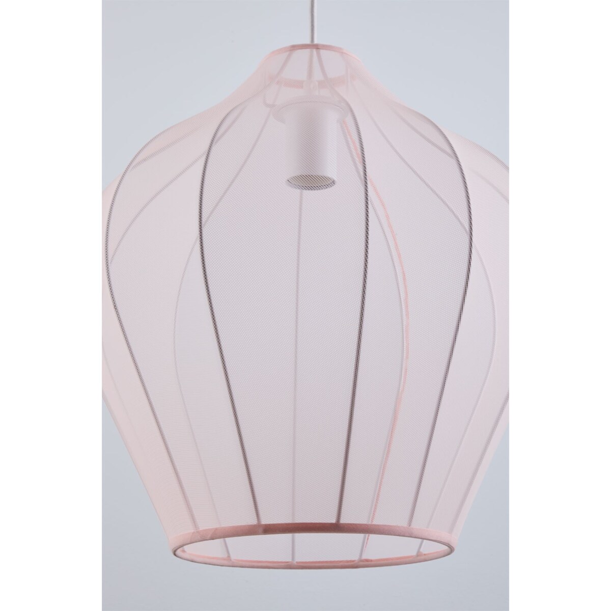 Lampa wisząca z metalu i tkaniny pudrowa Belisa Ø60 cm