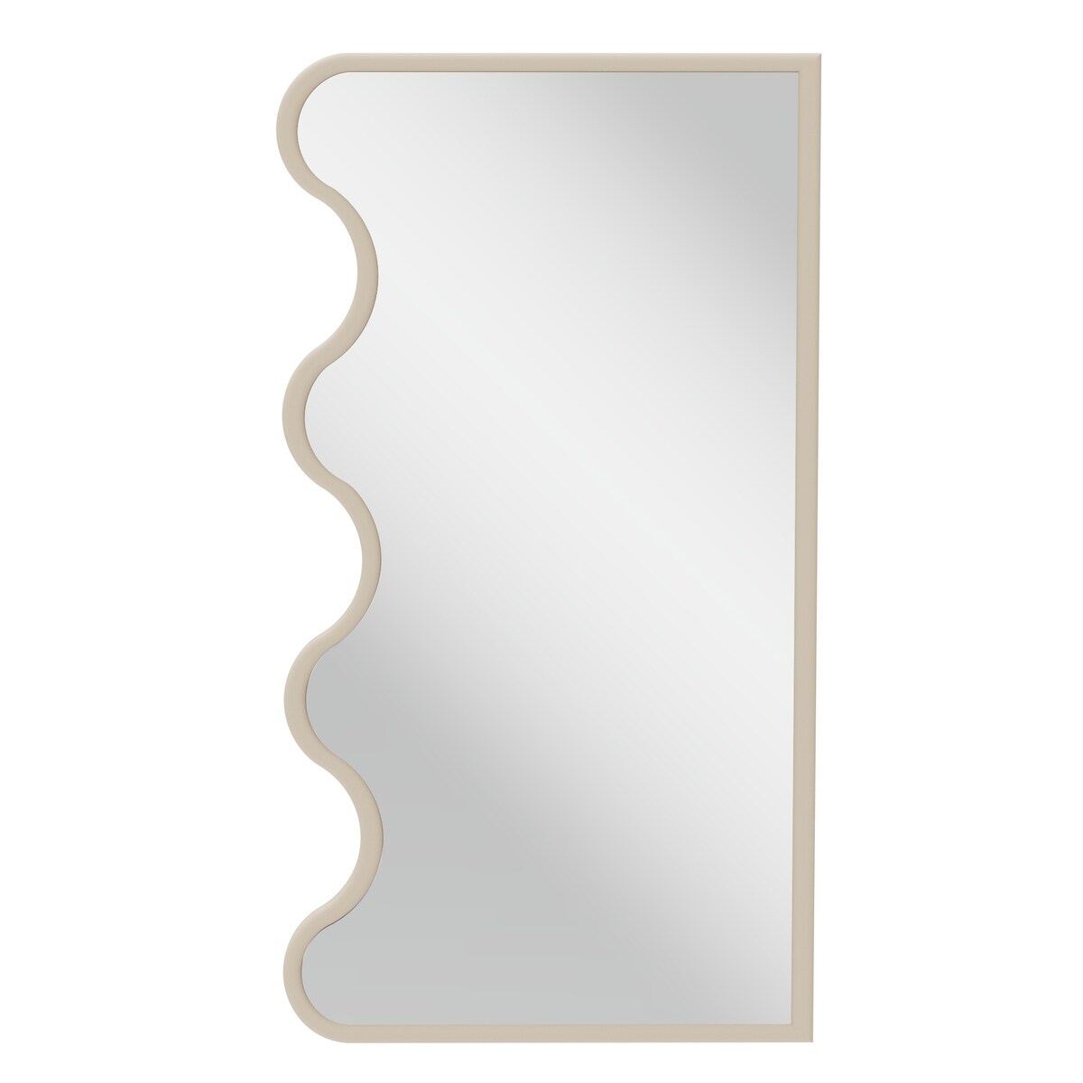 Lustro wiszące w falowanej ramie beżowe 140x70 cm