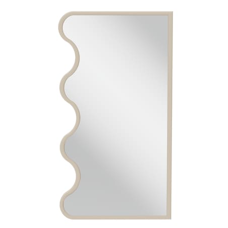 Lustro wiszące w falowanej ramie beżowe 140x70 cm
