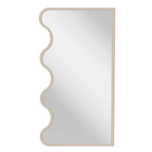 Lustro wiszące w falowanej ramie beżowe 140x70 cm