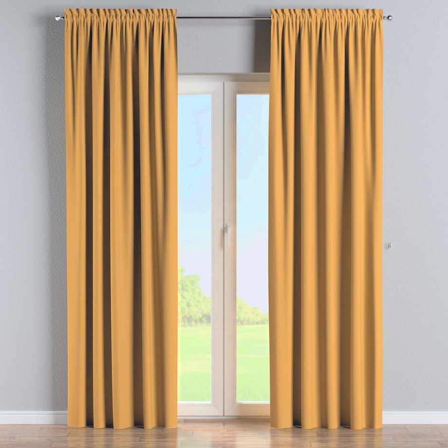 Zasłona na kanale z grzywką 1 szt. 130x245 miodowy żółty