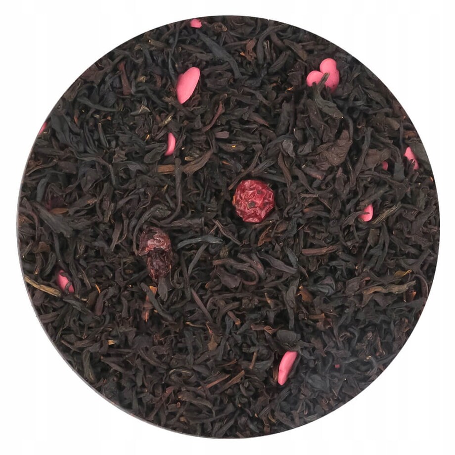 Herbata czarna TRUSKAWKOWE SERDUSZKO o smaku truskawkowo - porzeczkowym - herbata liściasta sypana mieszanka napar susz - gotowa na prezent upominek