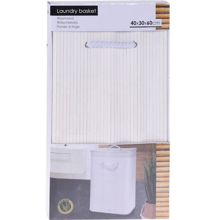 Bambusowy kosz na pranie z pokrywą NATURAL, 60 l