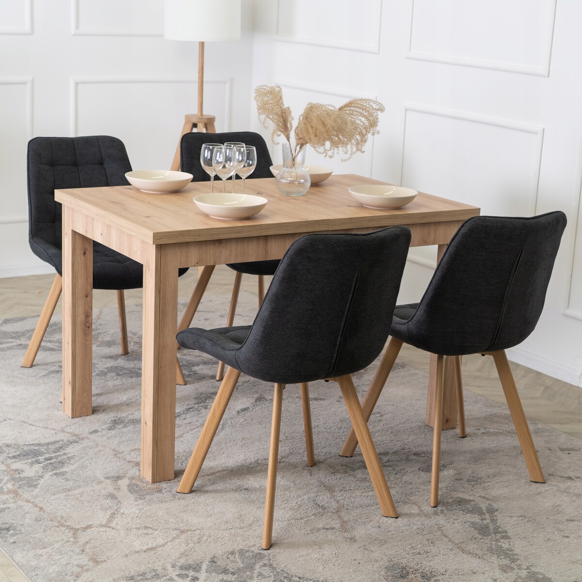 Krzesło Tapicerowane Kuchenne Czarne Do Salonu Jadalni Skandynawski KATHY