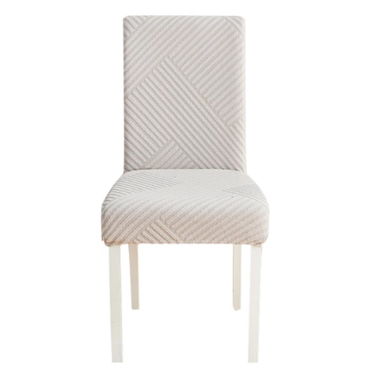 POKROWIEC NA KRZESŁO JASNY SZARY ŻAKARD PRĄŻKI [10-Z2-JSZ]