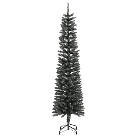 vidaXL Sztuczna, smukła choinka ze stojakiem, zielona, 210 cm, PVC
