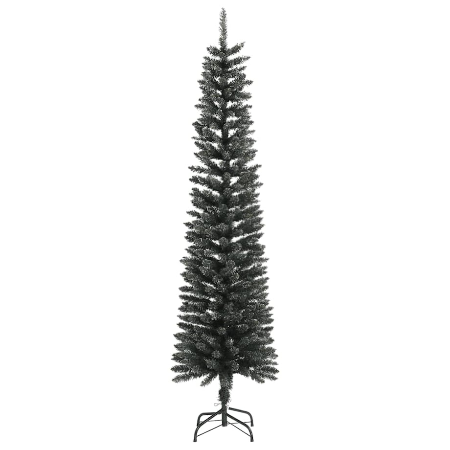 vidaXL Sztuczna, smukła choinka ze stojakiem, zielona, 210 cm, PVC
