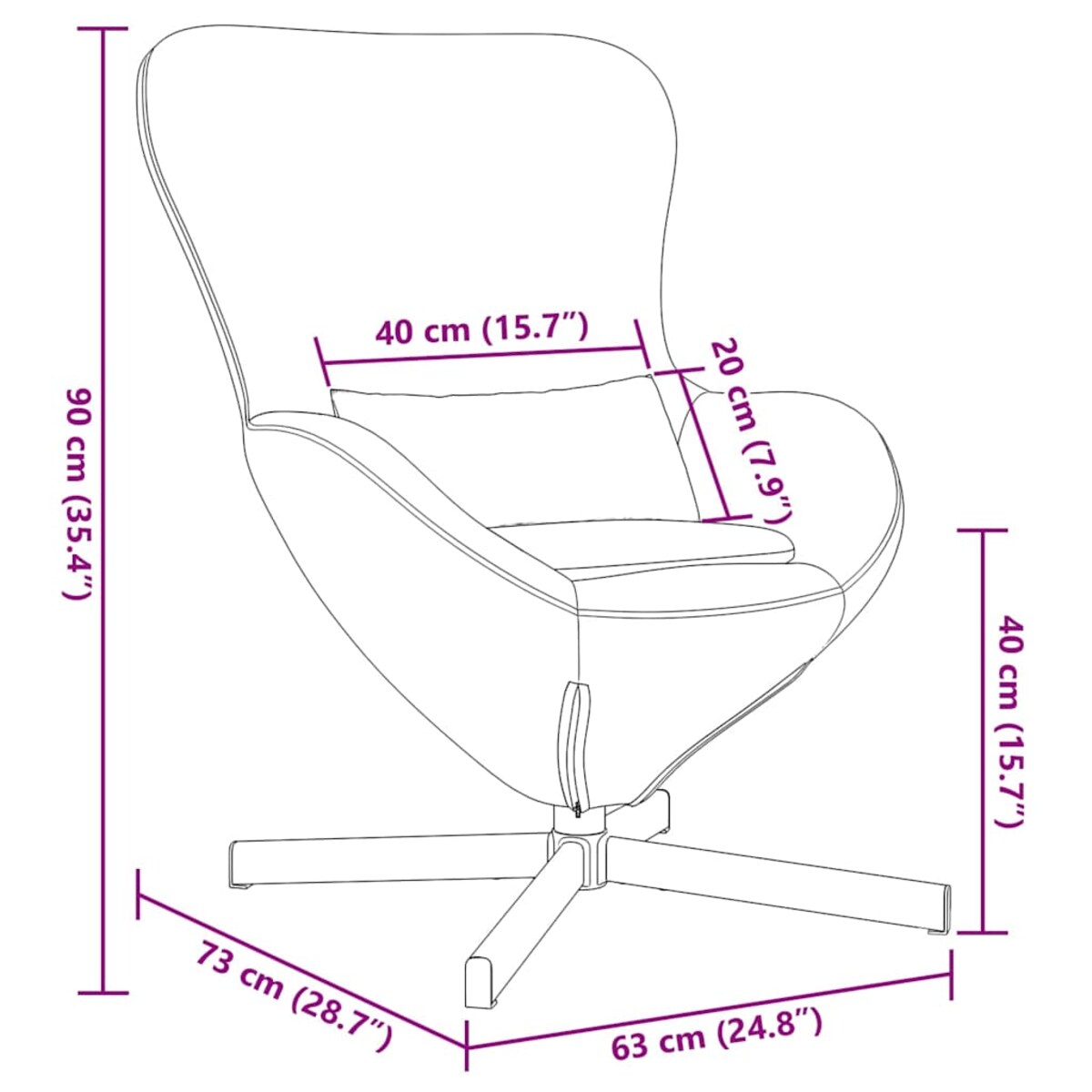 vidaXL Fotel jajo Kremowy 63 x 73 x 90 cm Aksamit