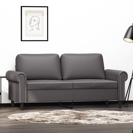 vidaXL 2-osobowa sofa, szary, 140 cm, sztuczna skóra