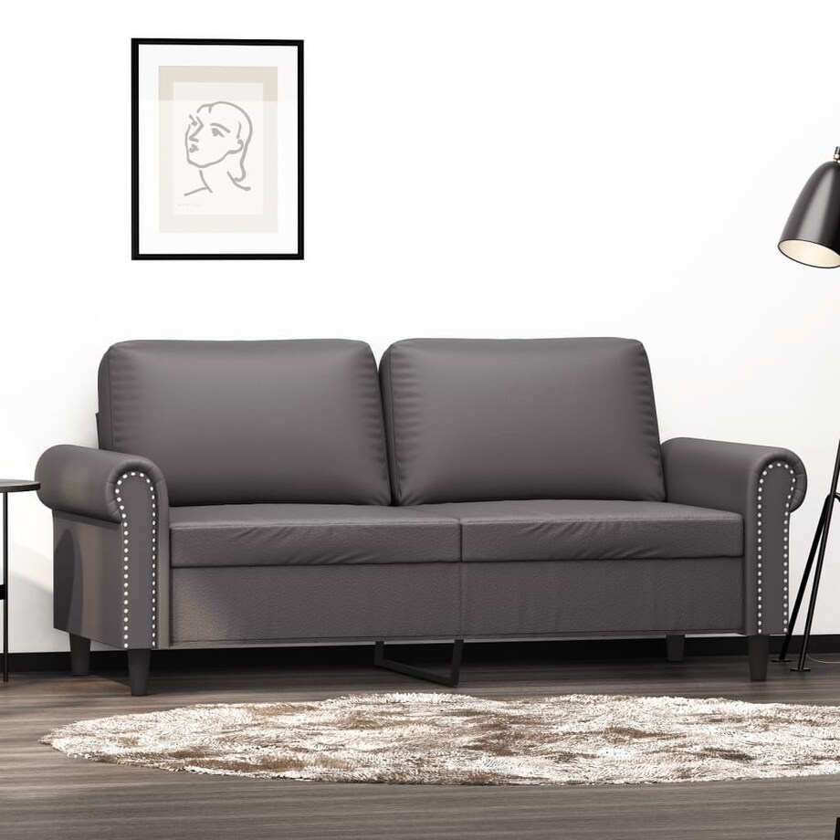 vidaXL 2-osobowa sofa, szary, 140 cm, sztuczna skóra