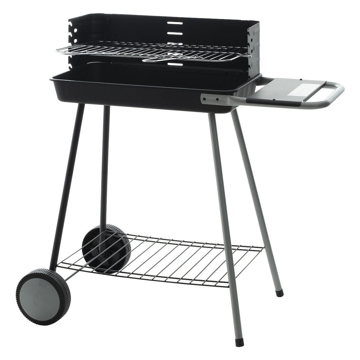 Grill prostokątny na kółkach KARMILA, 79,5 x 45 x 84,5 cm, kolor czarny, metal