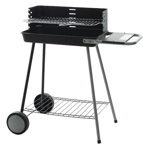 Grill prostokątny na kółkach KARMILA, 79,5 x 45 x 84,5 cm, kolor czarny, metal