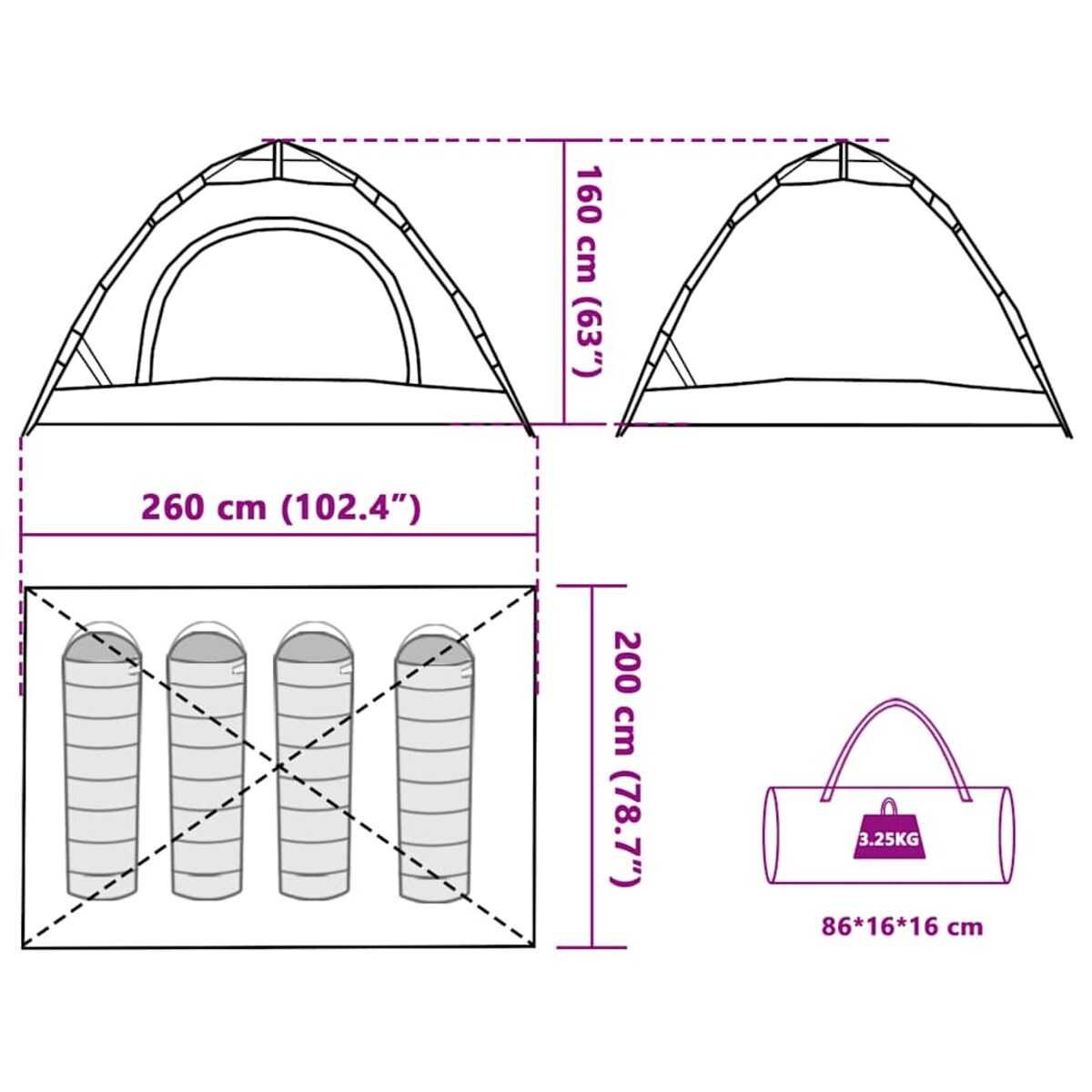 vidaXL Namiot turystyczny, 4-os., zielony, szybkie rozkładanie