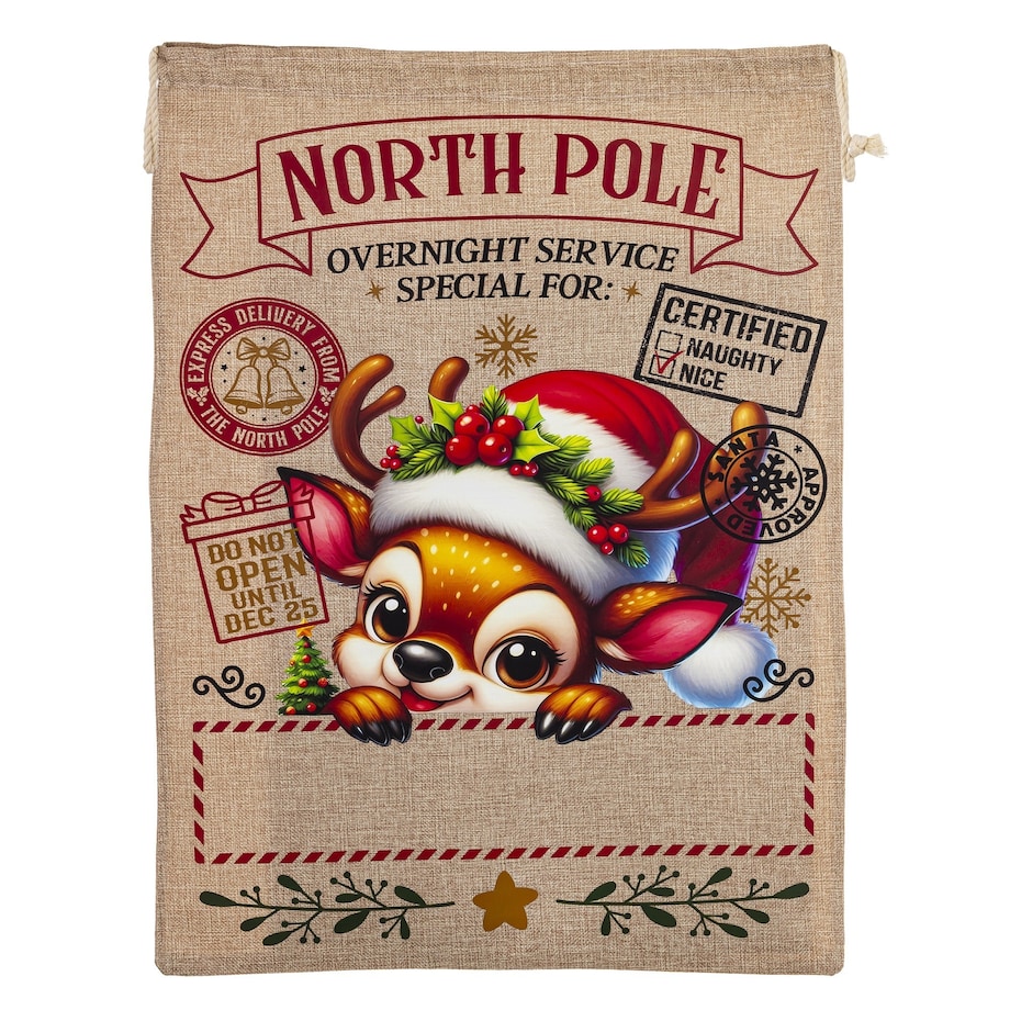 Worek świąteczny na prezenty 65x48,5x1 cm NORTH POLE-2 szary