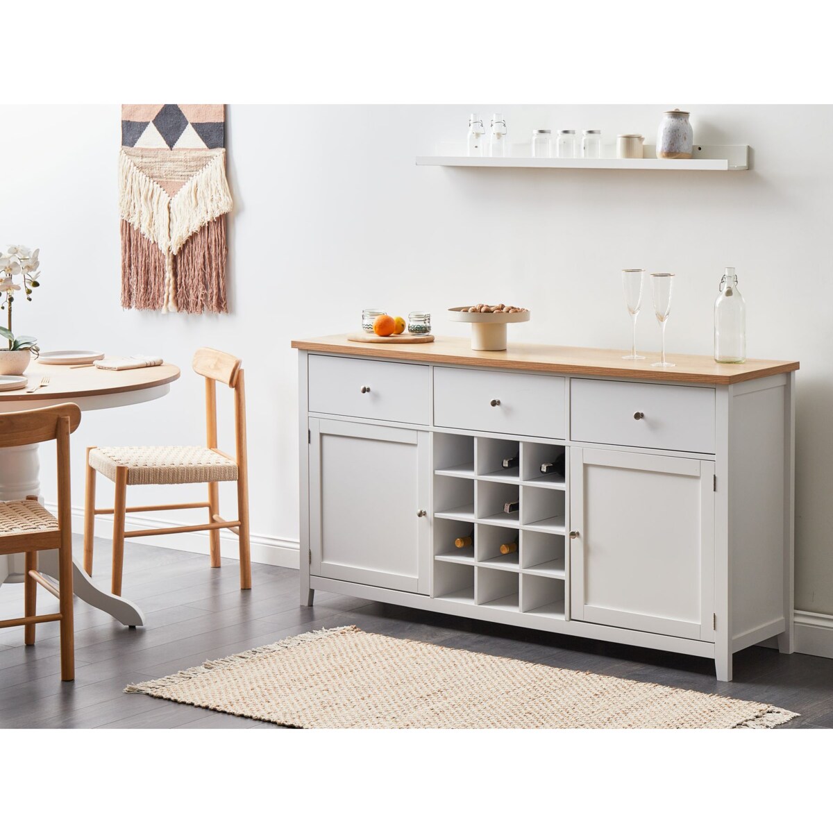 Szafka z półką na wino LUCASTON Biały