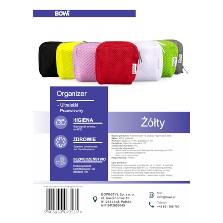 Organizer, etui w rozmiarze S, kosmetyczka na artykuły higieniczne, żółta