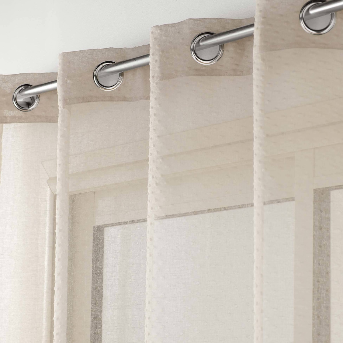 Firanka do salonu AMANI, gładka, beżowa