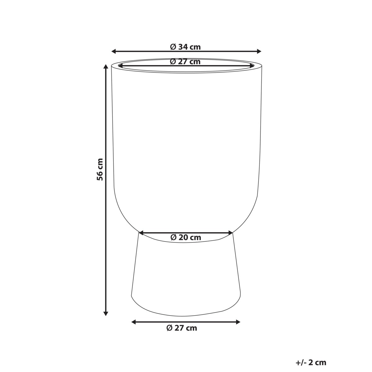 Doniczka 35 x 34 x 56 cm szara TAXODIUM