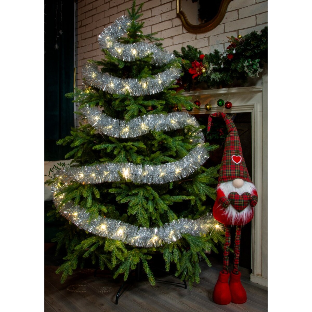 Łańcuch Led Choinkowy Srebrny Na Baterie Świąteczny Na Choinkę 6 Metrów