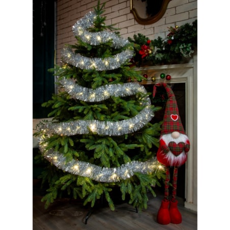 Łańcuch Led Choinkowy Srebrny Na Baterie Świąteczny Na Choinkę 6 Metrów