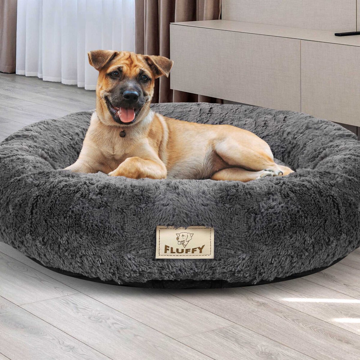 Legowiska Dla Psa Shaggy 60 Cm Rozbieralne Antypoślizgowe Ciemnoszare