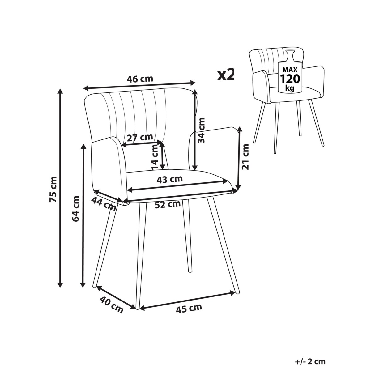 Zestaw 2 krzeseł do jadalni SANILAC Boucle Ciemnozielony