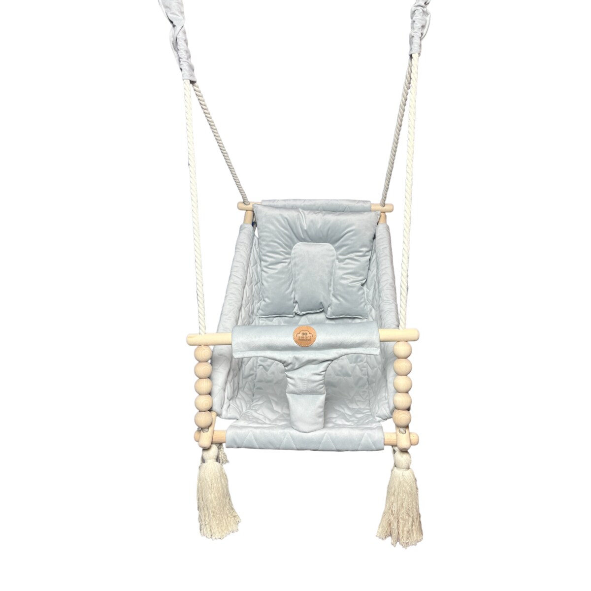 Huśtawka leżaczek - velvet srebrna