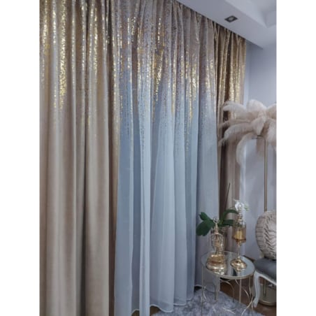 zasłona welurowa "złoty deszcz" | przelotki | 140x250 | jasny beż