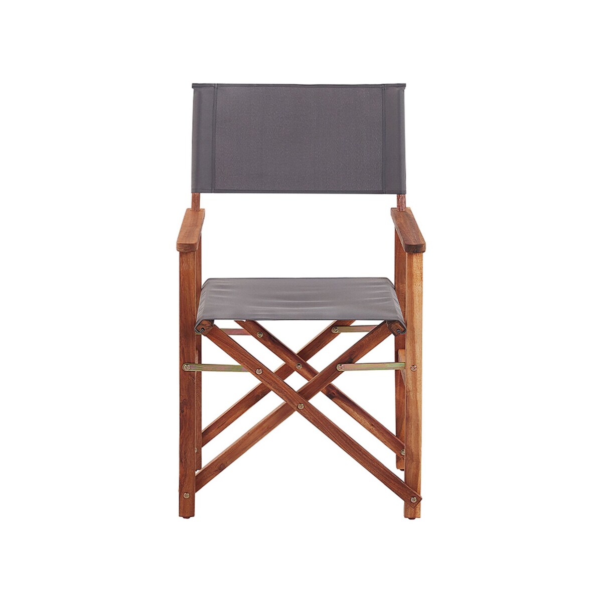 Zestaw 2 krzeseł ogrodowych akacjowy ciemne drewno z szarym / wzór w plamy CINE