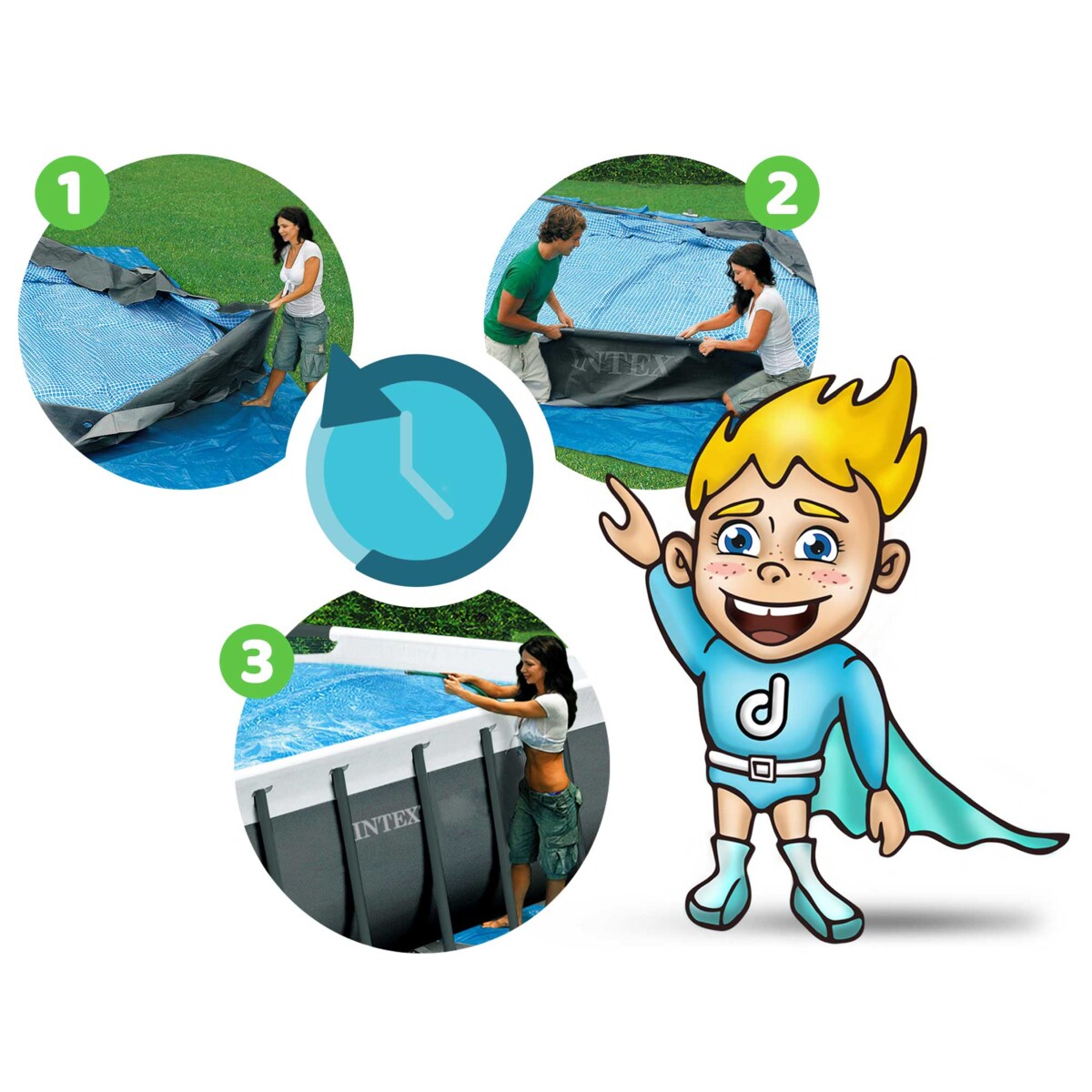 Basen ogrodowy stelażowy 488x305x107 cm BESTWAY zestaw 17w1