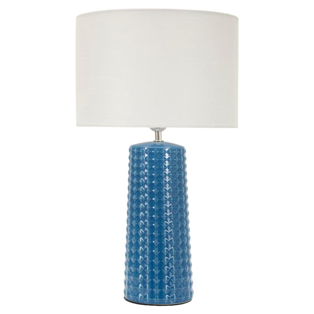 Lampa stołowa Gliss, kolor niebieski i biały, ceramika, żelazo i tkanina, 30 x 30 x 52 cm, 1 x E27, max. 40 W, styl nowoczesny, Mauro Ferretti