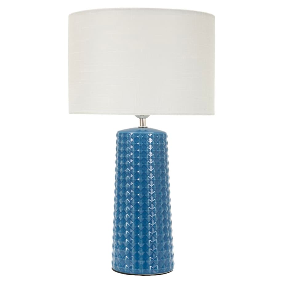 Lampa stołowa Gliss, kolor niebieski i biały, ceramika, żelazo i tkanina, 30 x 30 x 52 cm, 1 x E27, max. 40 W, styl nowoczesny, Mauro Ferretti