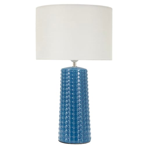 Lampa stołowa Gliss, kolor niebieski i biały, ceramika, żelazo i tkanina, 30 x 30 x 52 cm, 1 x E27, max. 40 W, styl nowoczesny, Mauro Ferretti