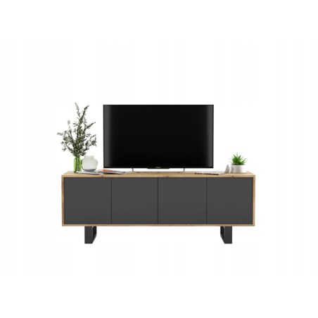 Nowoczesna Szafka RTV Loft Komoda RTV 150 cm Dąb Wotan Grafit MAT