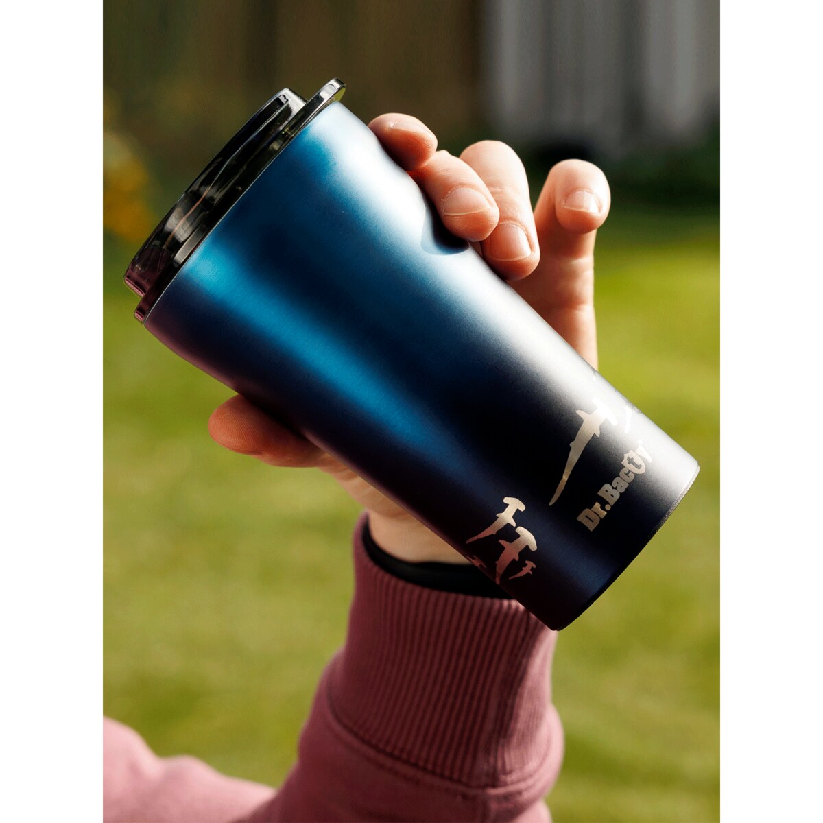 Kubek termiczny na kawę Dr.Bacty Apollo 2.0 - Rekin - 360 ml - Monaco Blue