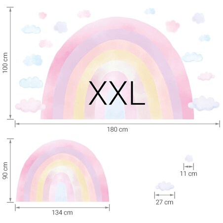 Naklejka na ścianę Tęcza różowa XXL