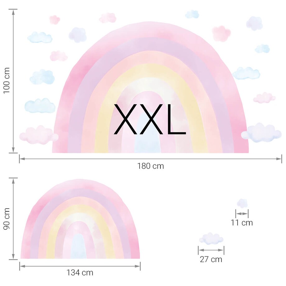 Naklejka na ścianę Tęcza różowa XXL