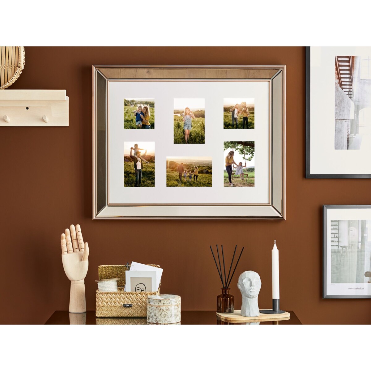 Multiramka na 6 zdjęć lustrzana miedziana DABOLA