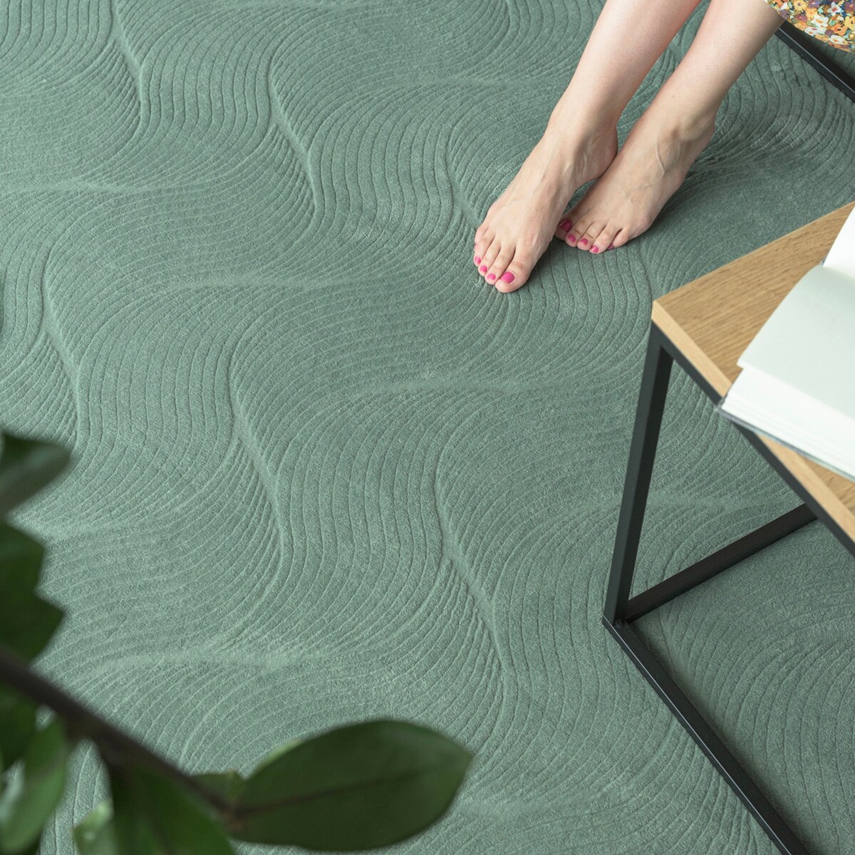 Dywan nowoczesny Sater Fala 120x170 cm e-floor OEKO-TEX szarozielony