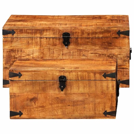 vidaXL Zestaw 2 kufrów z surowego drewna mango