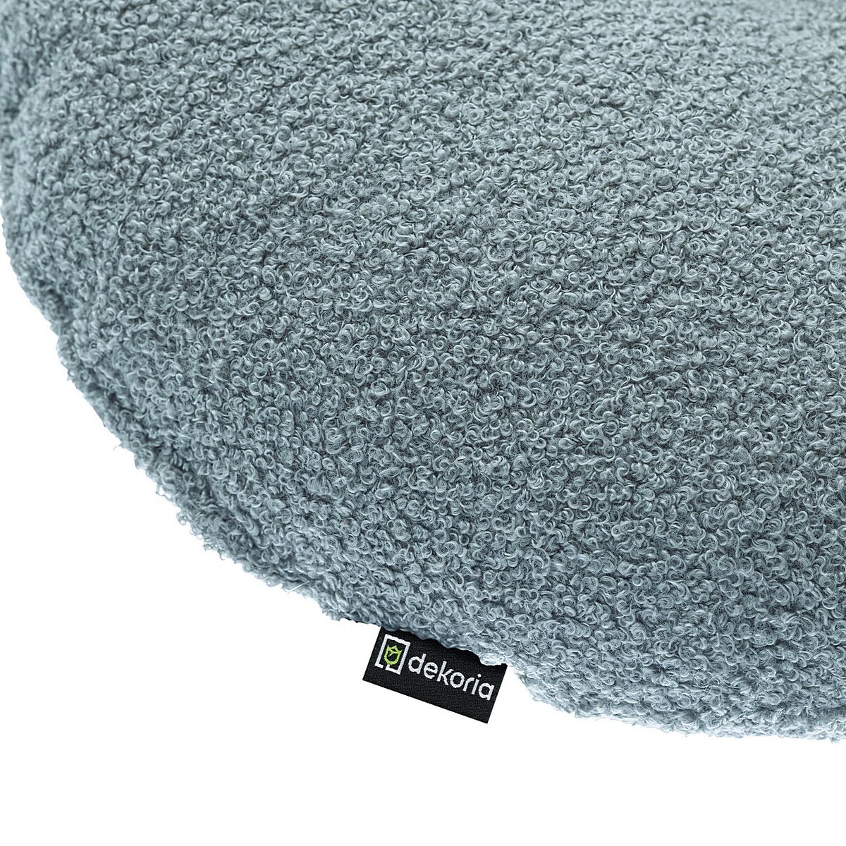 Poduszka okrągła z guzikiem, niebieska bukla, ⌀37 cm, Boucle Teddy