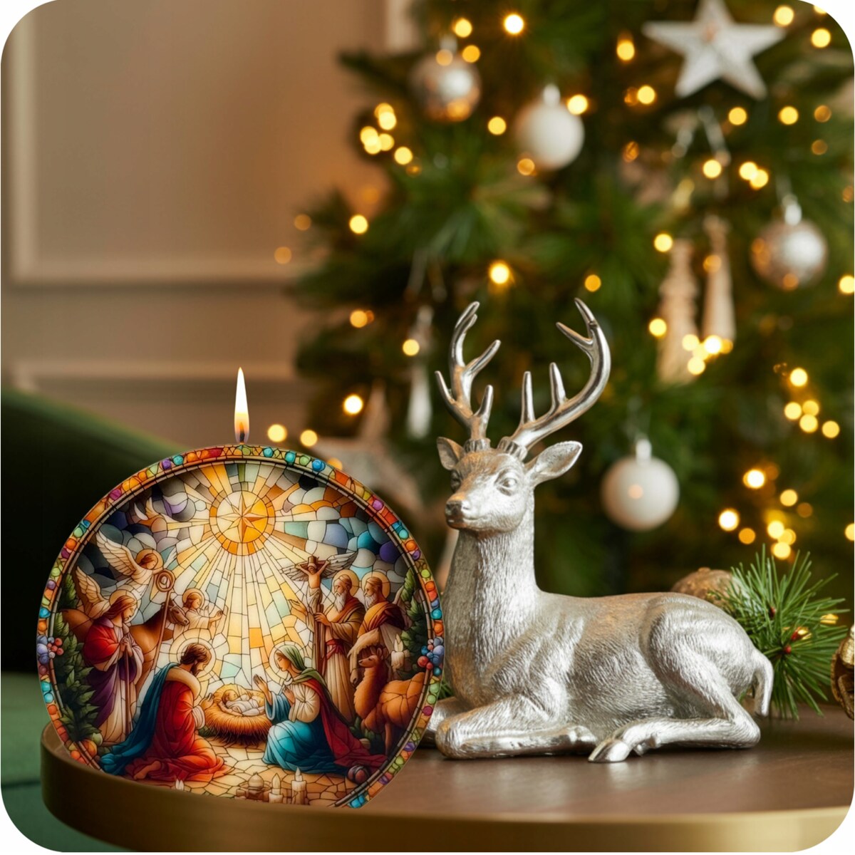 Prezent na Święta Szopka Bożonarodzeniowa Świeca Stajenka Święta Rodzina