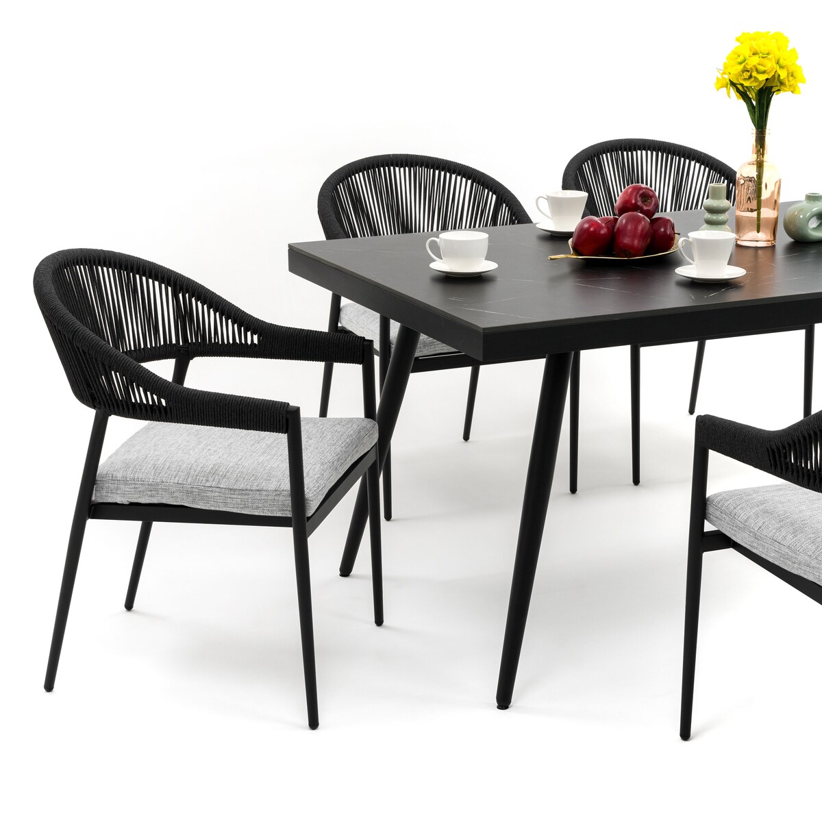 Zestaw mebli ogrodowych aluminiowe nowoczesne BELIZE czarno szare