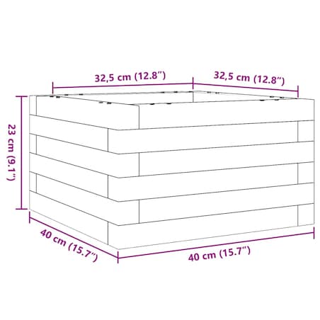 vidaXL Donica ogrodowa, biała, 40x40x23 cm, lite drewno sosnowe
