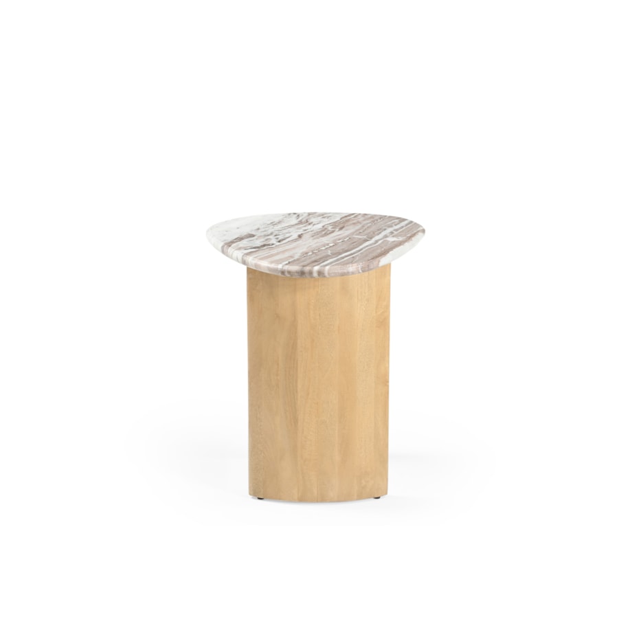 Stolik pomocniczy Lecce 60 × 45 - Szary Marmur & Jasny Dąb Mango