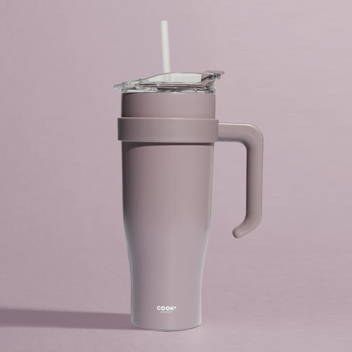 KUBEK TERMICZNY Miami 1,2L fioletowy ze słomką i rączką