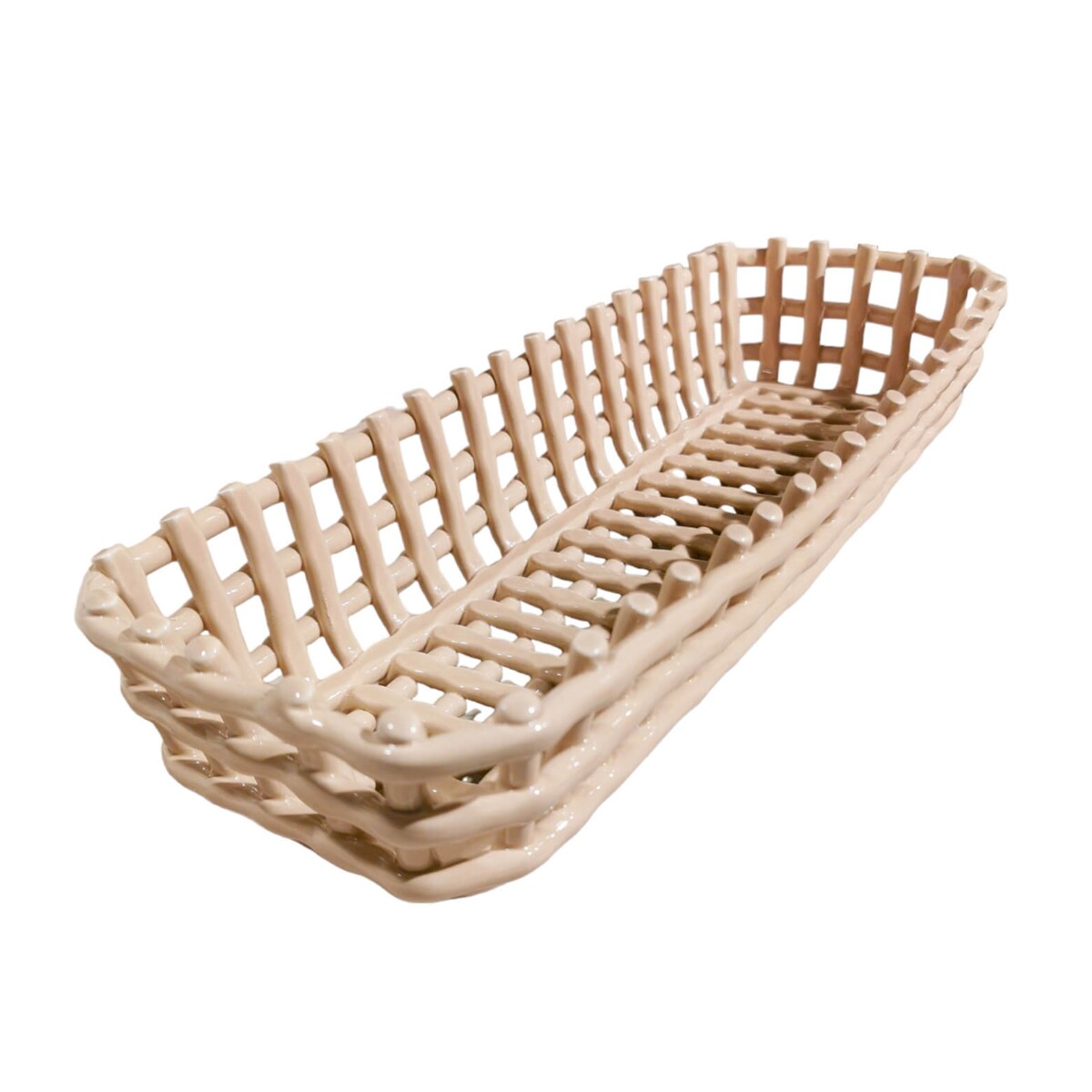 RITUALI DOMESTICI CATTURATA Koszyk prostokątny beżowy 40 x 12 x 8 cm