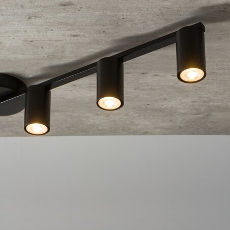 Przysufitowa lampa hotelowa Sky tuby czarne na listwie