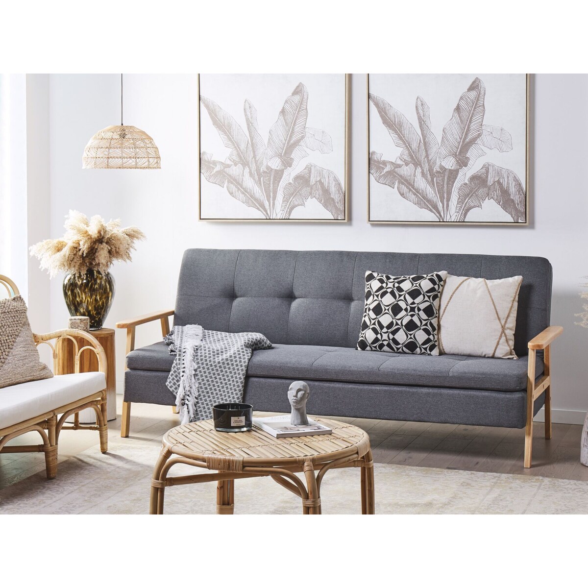 Sofa rozkładana szara TJORN