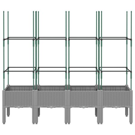 vidaXL Donica ogrodowa z kratką, jasnoszara, 160x40x142,5 cm, PP